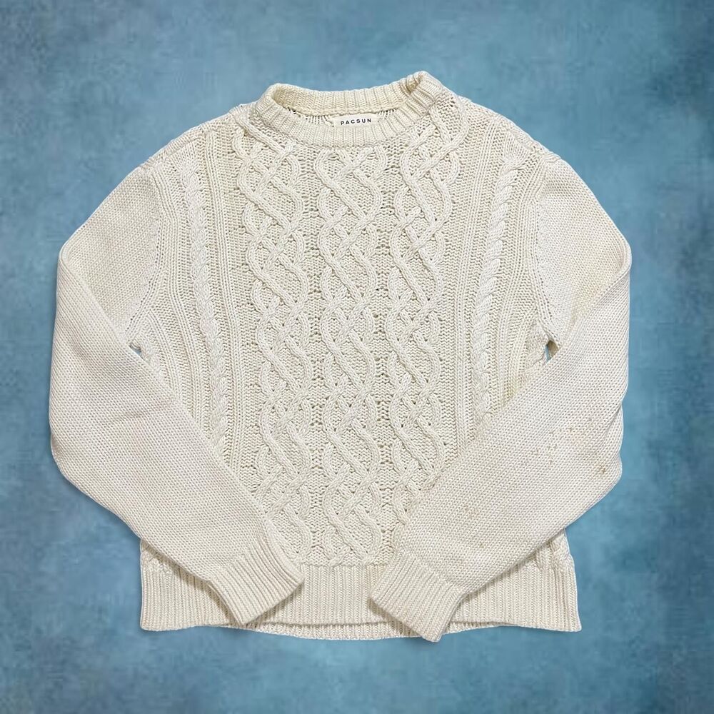 Women’s White pacsun sweater cable knit